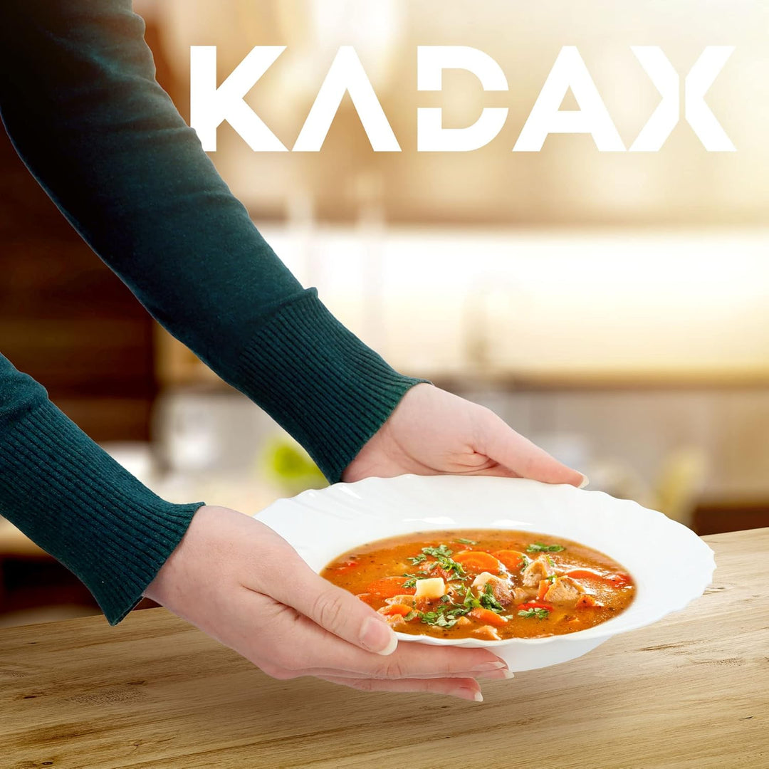 KADAX Tiefer Teller ∅ 23 cm, 6er Set, minimalistischer Suppenteller aus gehärtetem Glas, Tellerset,