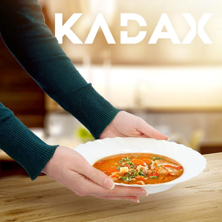 KADAX Tiefer Teller ∅ 23 cm, 6er Set, minimalistischer Suppenteller aus gehärtetem Glas, Tellerset,