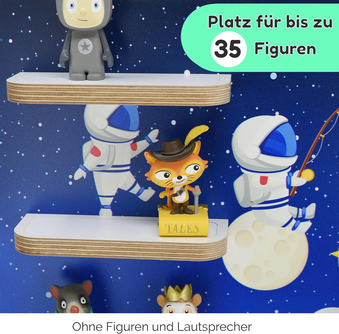 stadtecken Holzregal für Musikbox I Passend für die Toniebox und ca. 35 Tonies I Perfekte Aufbewahru