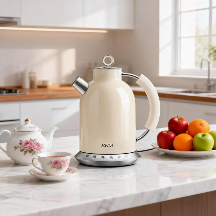 ASCOT Wasserkocher Edelstahl mit 5 variablen Voreinstellungen, Elektrischer Teekessel Kaffee Wasserk
