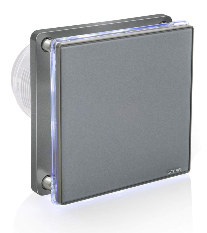 STERR Grau Badezimmerlüfter 100 mm mit LED + TIMER silent badlüfter - Moderner Lüfter ins Badezimmer