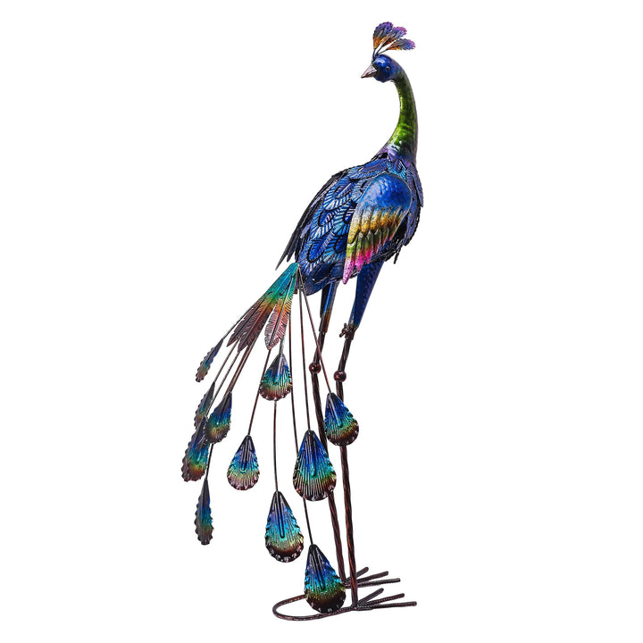 TERESA'S COLLECTIONS Gartendeko für draussen, 61cm grosse Gartenstatue, Pfau, aus Metall, Skulpturen