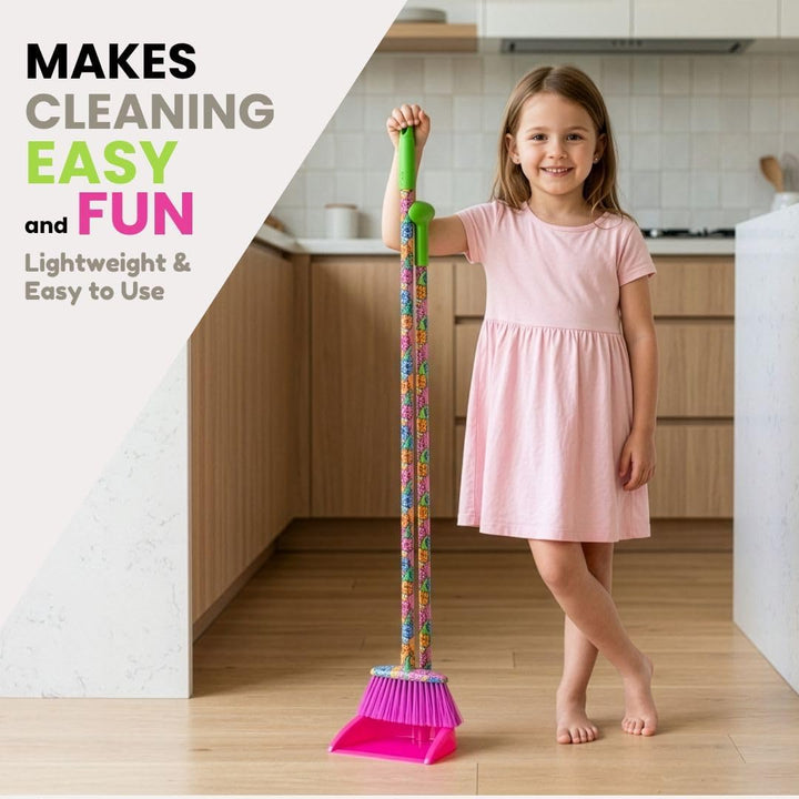 VIGAR – Reinigungsset für Kinder – Besen und Kehrschaufel – 22 x 16 x 96 cm – Modell Lolaflor – Set