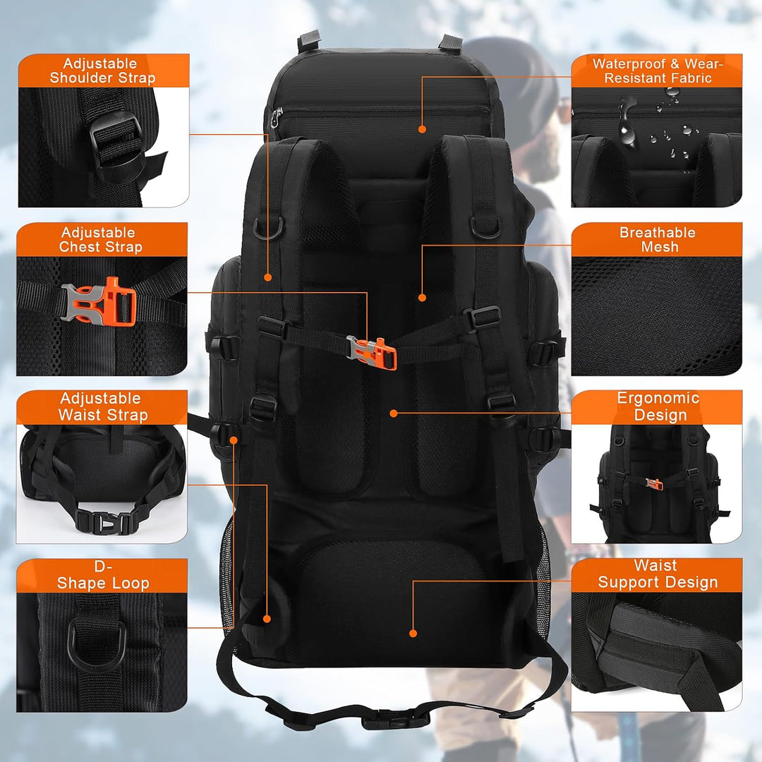 Augot Trekkingrucksack, 90L Grosse Kapazität Wanderrucksack Leichter Campingrucksack Herren Damen Wa