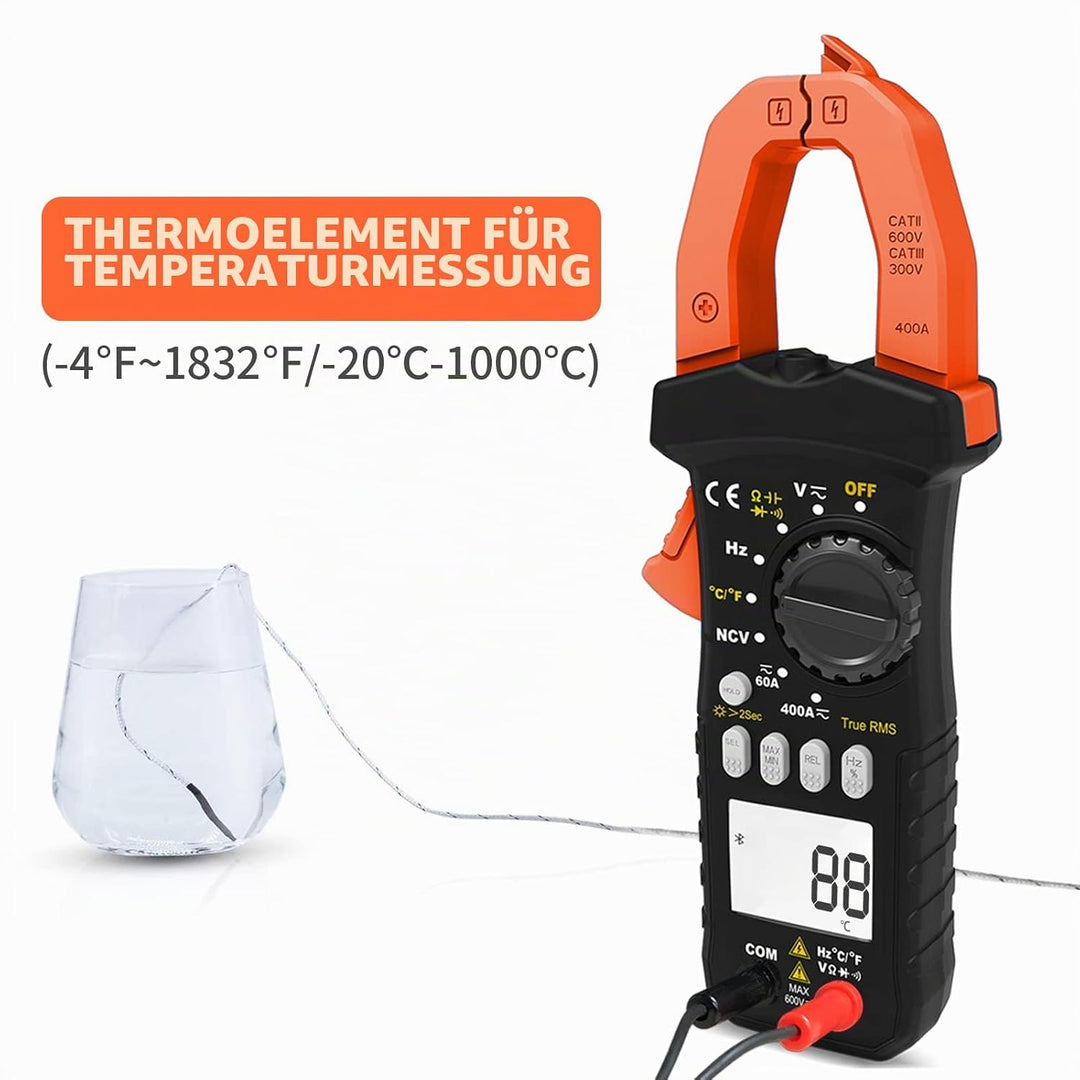 LYCEBELL Stromzange, LC-7200B TRMS Strommesszange Multimeter, Zangenmultimeter für AC DC Spannung &
