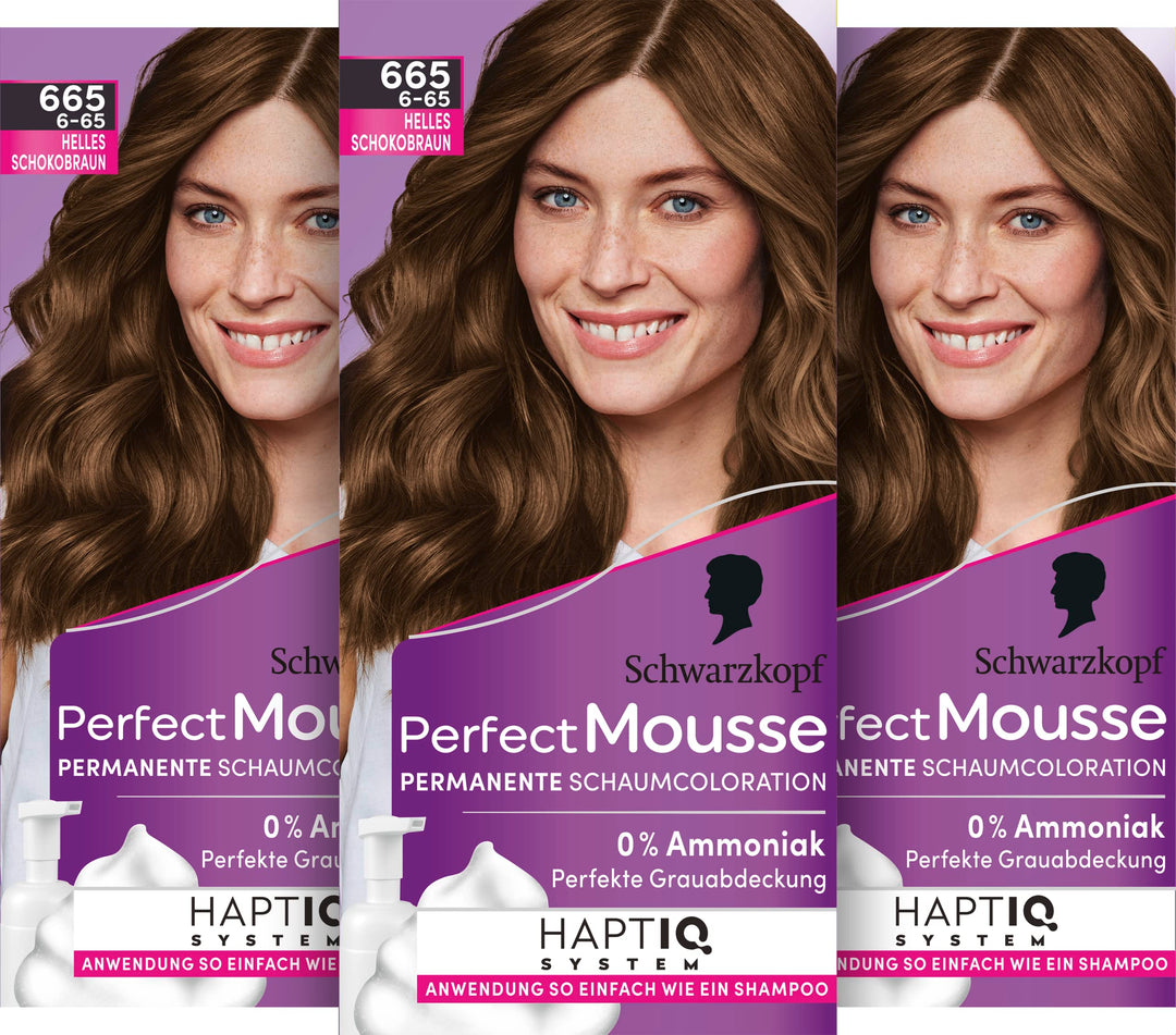 Schwarzkopf Perfect Mousse Permanente Schaumcoloration 665/6-65 Helles Schokobraun (93 ml), Haarfarb