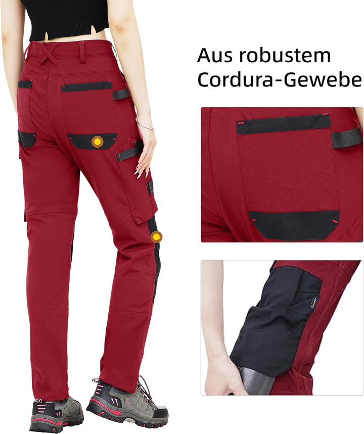 WORK IDEA Damen Slim-Fit Stretch Arbeitshose mit Cordura-Kniepolstern: Strapazierfähige Eleganz für