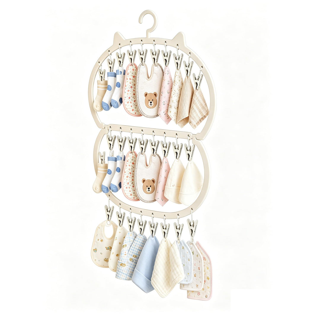 auvstar Kinderkleiderbügel,Baby Socken Halter,Wäscheständer für Kleinkind,Doppelschicht Design zum A