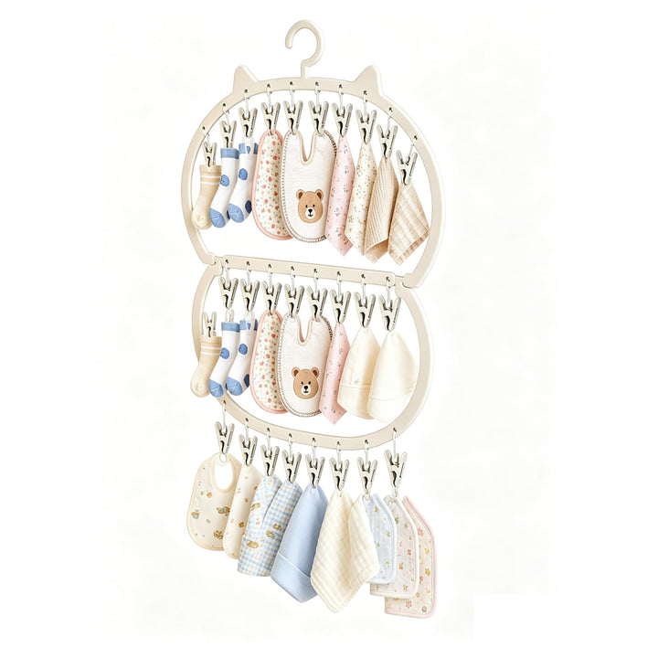 auvstar Kinderkleiderbügel,Baby Socken Halter,Wäscheständer für Kleinkind,Doppelschicht Design zum A