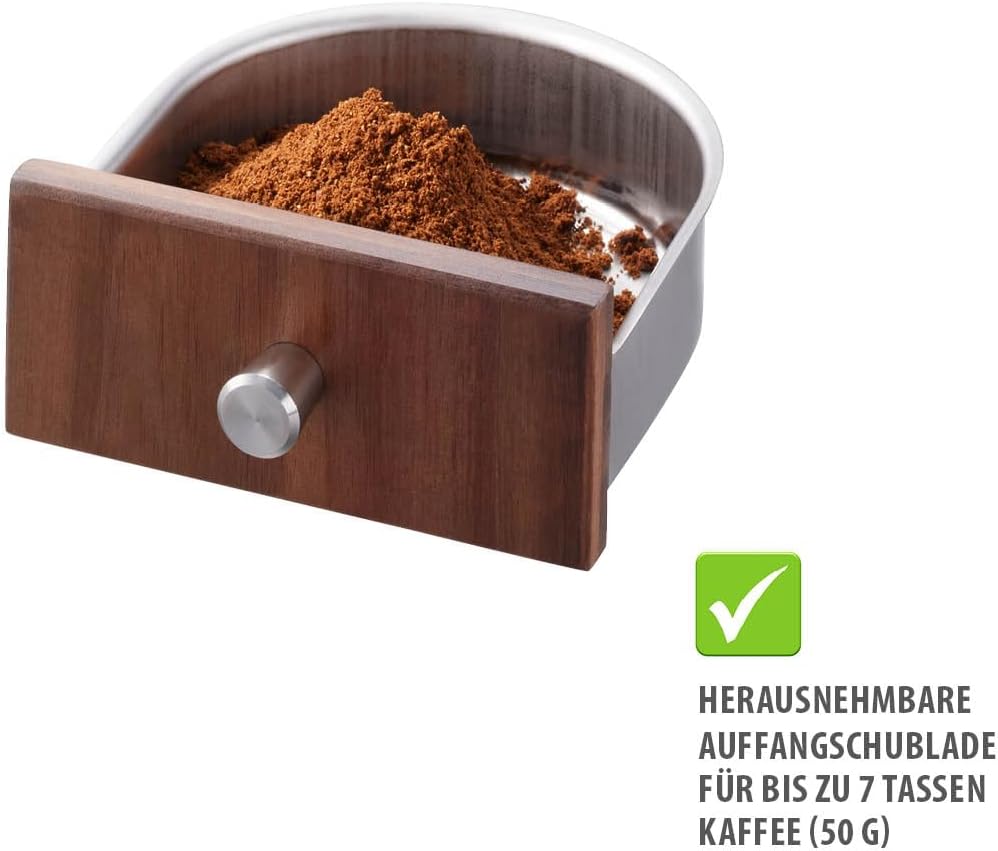 GEFU Kaffeemühle GIRO, 11-stufiges Keramikmahlwerk mit Skala, Bohnenbehälter 50 g, Schublade bis 7 T