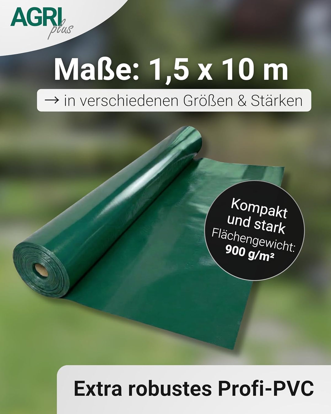 AGRI plus Holzabdeckplane Verschiedene Abmessungen I 1,5 x 10 m auf Rolle I Stabile 900 g/m² PVC Gew
