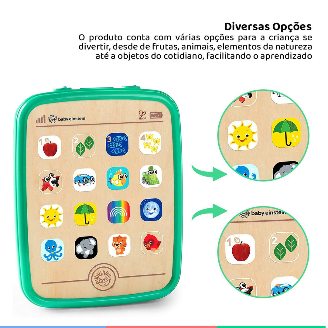 Baby Einstein Hape Magic Touch Tablet Musikspielzeug aus Holz mit über 150 Melodien und 3 Sprachen,