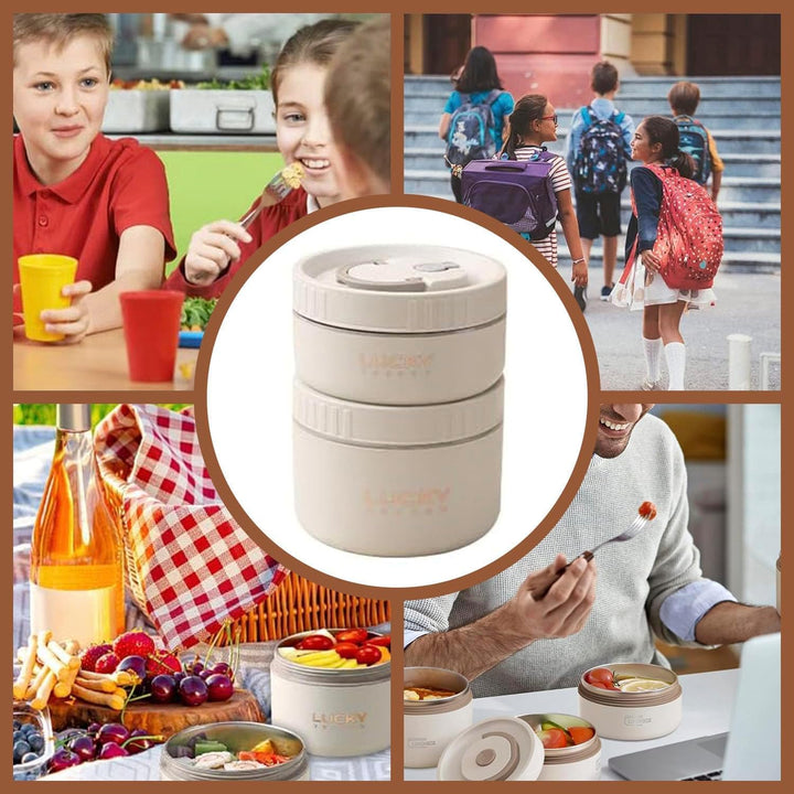4 Stück Thermo Lunchbox Edelstahl Mit Tasche,Thermobehälter Für Essen,Auslaufsicher Essen Warmhalten