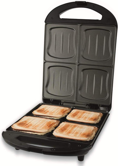 Emerio XXL Sandwich Toaster, für alle Toastgrössen geeignet, 4x grosse Muschelform, kein Auslaufen,