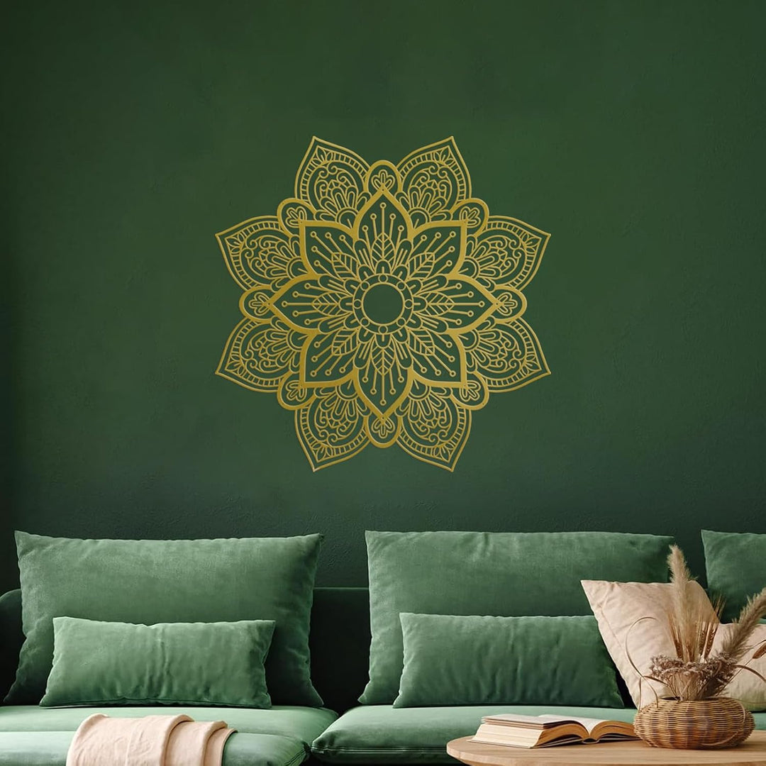 Resama Grosse runde Mandala-Wanddekoration aus Metall, einzigartige Lotusblume, Wandkunst für Wohnzi