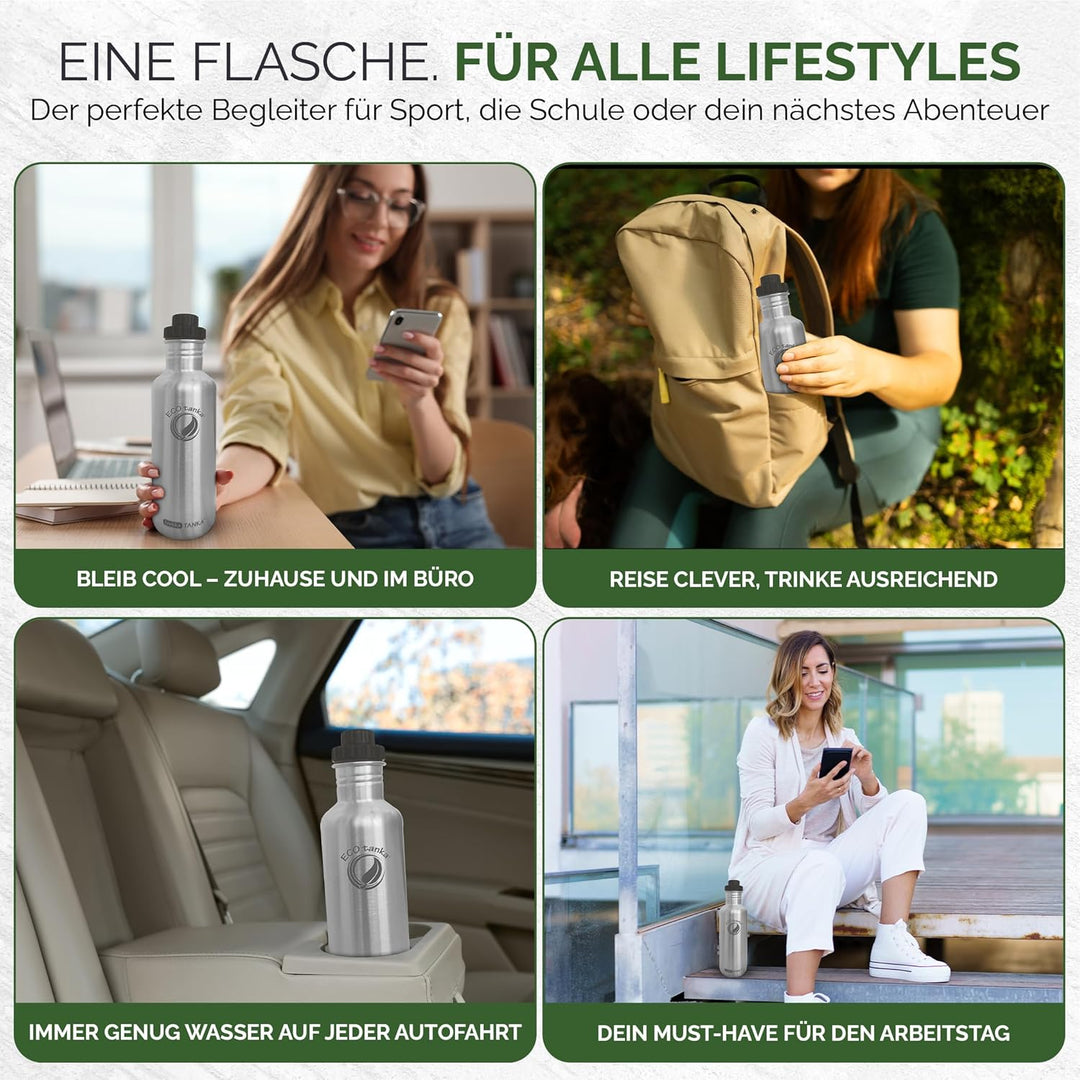 1,0 Liter trekkaTANKA™ Edelstahl Trinkflasche von ECOtanka mit Reduzier-Verschluss, Nachhaltige Trin