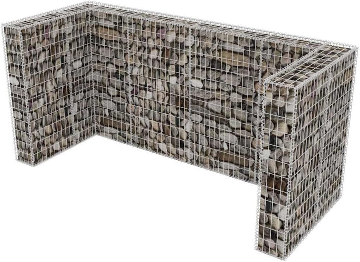 Festnight Gabione Mülltonnenbox Mülltonnenverkleidung für 3 Mülltonnen U-förmig 250 x 100 x 120 cm S