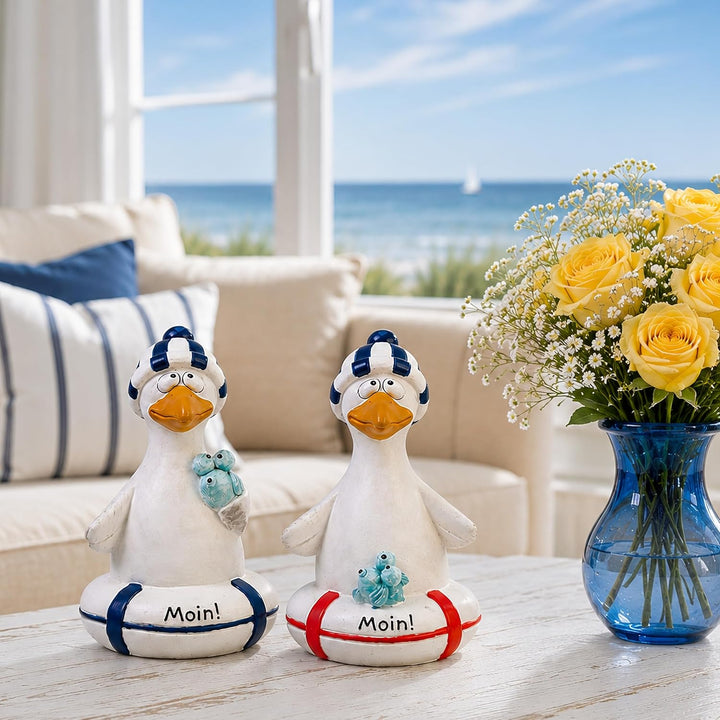 Pommerntraum® | 2er Set Dekomöwen Möwenfiguren Maritime Deko Möwen Vögel | Ostseedeko Nordseedeko Kü