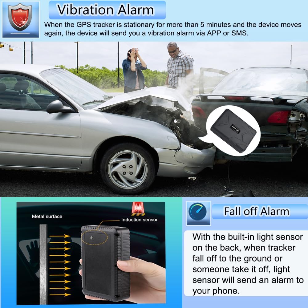 TKMARS GPS Tracker, Auto Fahrzeug GPS Tracking Echtzeit-Tracking GPS Ortung starker Magnet GPS Track