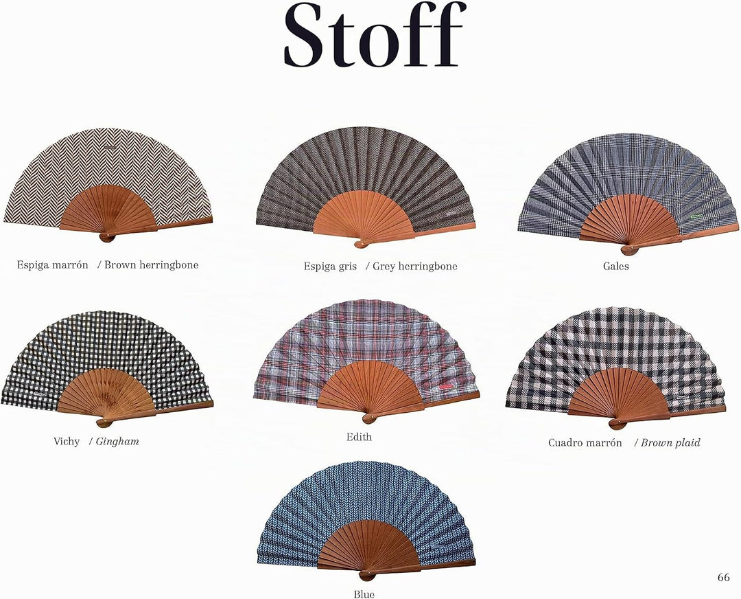 Handfächer Edith - Aus Holz und Baumwolle - 100 % spanisches Handwerk - Inklusive natürlicher Juteta