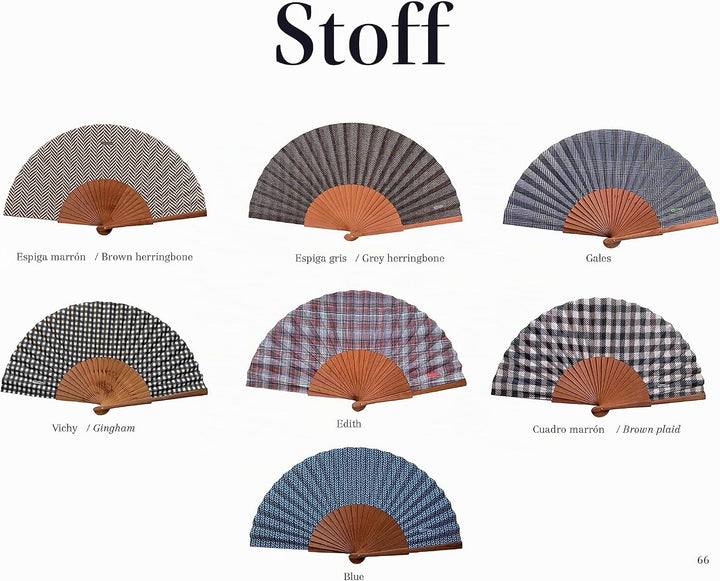 Handfächer Edith - Aus Holz und Baumwolle - 100 % spanisches Handwerk - Inklusive natürlicher Juteta