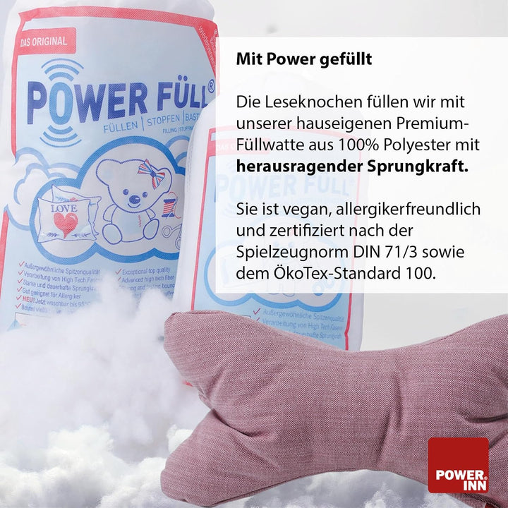 POWER INN Leseknochen de Luxe ca. 46x25cm | Nackenkissen als Buchstütze und Lesekissen | 30°C waschb