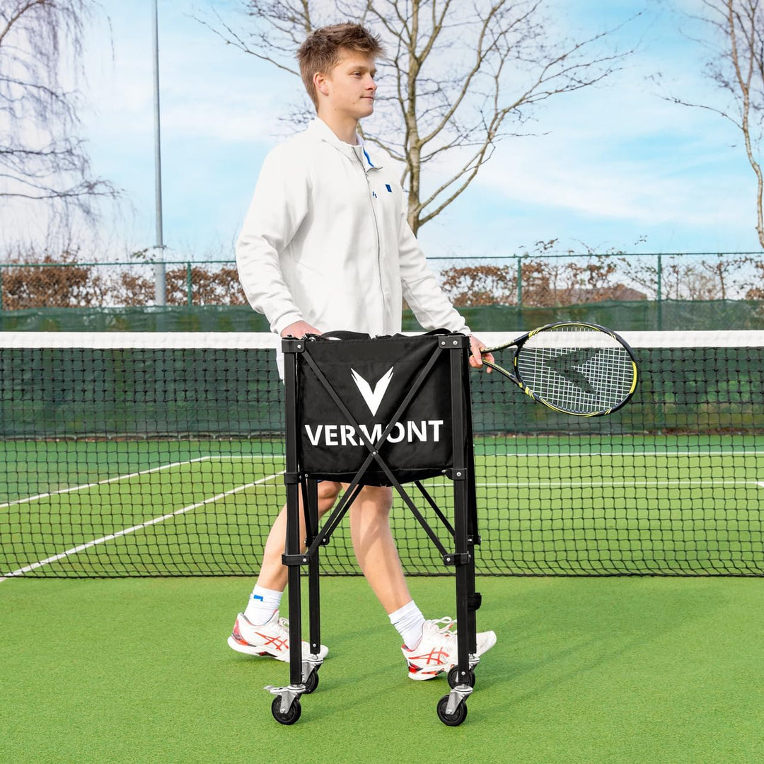FORZA Vermont Pro rollender Tennisballkorb – tragbar und effiziente Aufbewahrung [150 Ballkapazität]