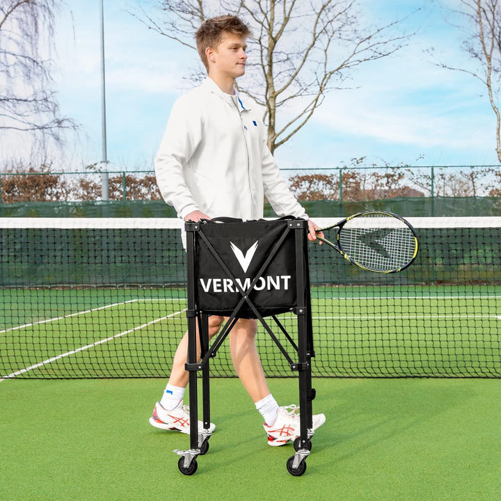 FORZA Vermont Pro rollender Tennisballkorb – tragbar und effiziente Aufbewahrung [150 Ballkapazität]