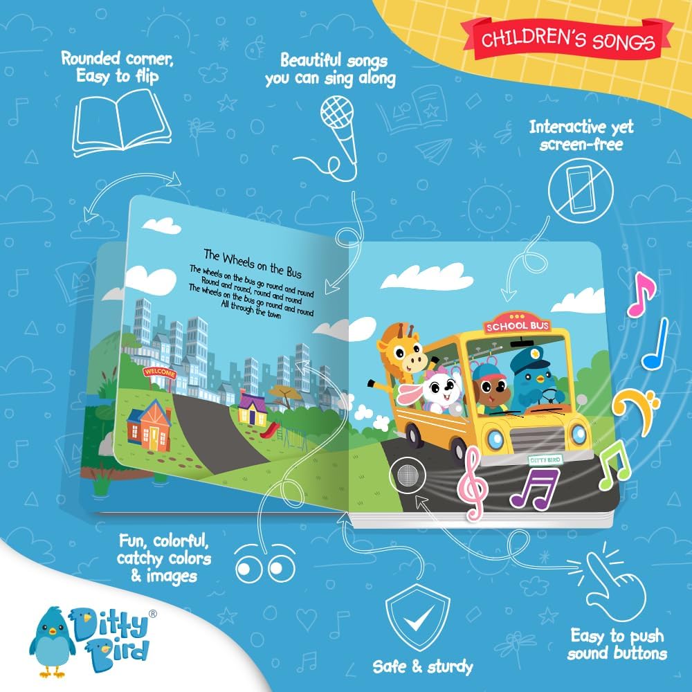 DITTY BIRD CHILDREN'S SONGS: Comptines en anglais - les roues de l'autobus (DITTY BIRD MUSICAL BOOKS