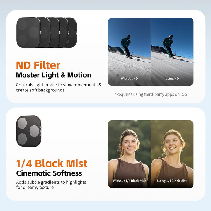 SMALLRIG Square ND & Black Mist Filter Kit für iPhone 17 Pro Max, Magnetische Objektivfilter mit Bas
