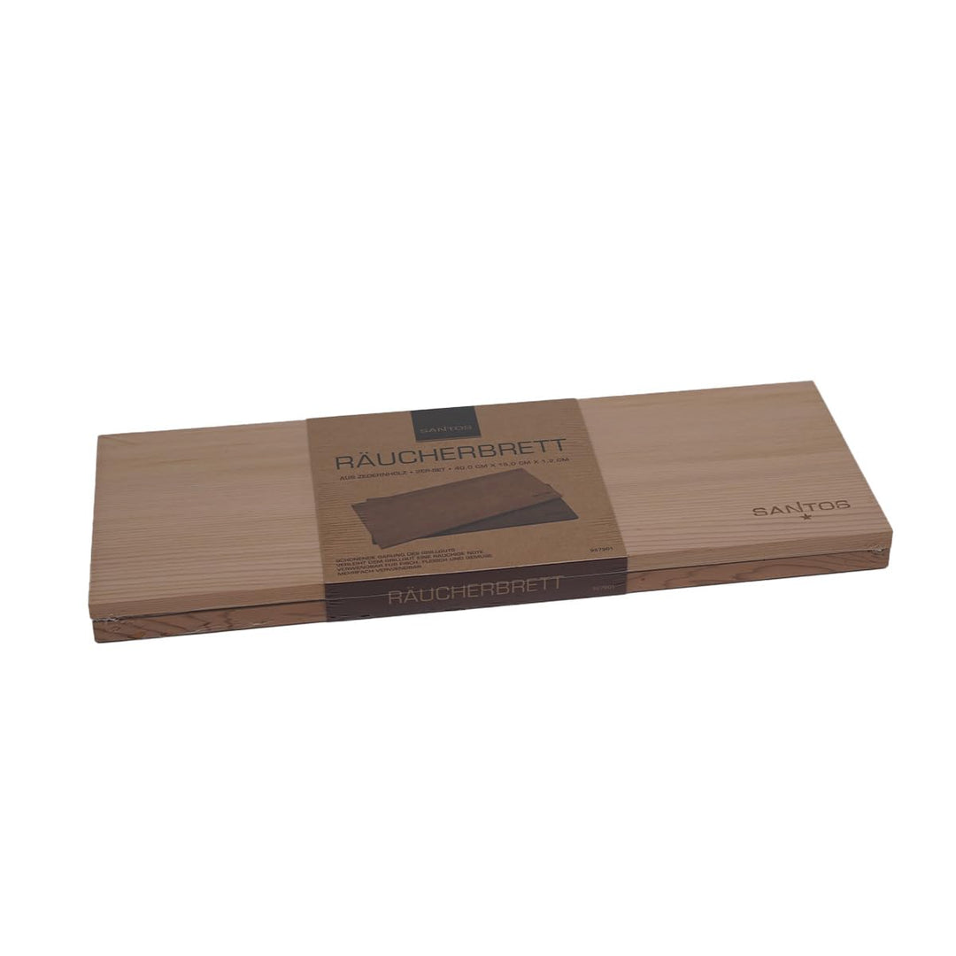 SANTOS Zedernholz Räucherbretter – 2er-Set, 40x15 cm – Perfekt für Lachs, Fisch, Fleisch & Gemüse –