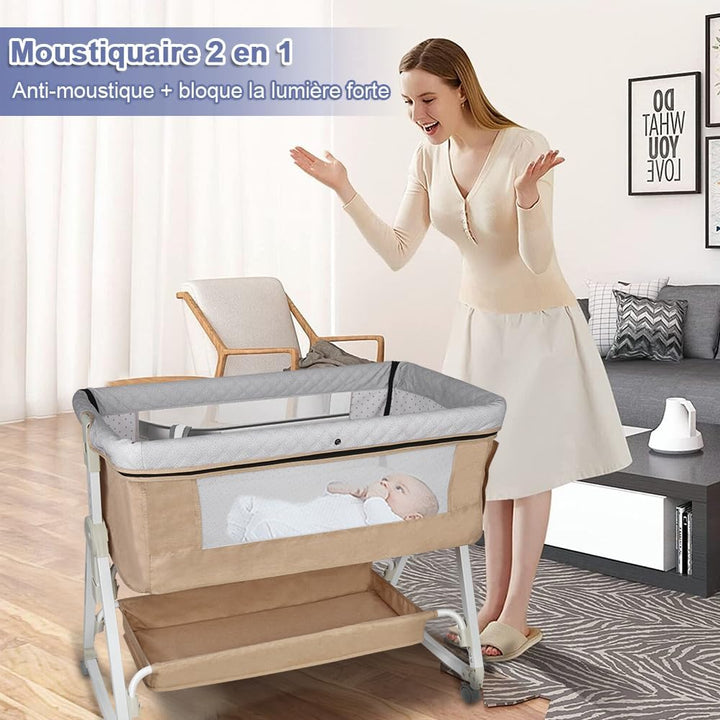 homewell 2 en 1 Lit Cododo Bebe Pliable, Berceau Cododo 0-30 Mois, 6 Réglages de Hauteur, Berceau bé