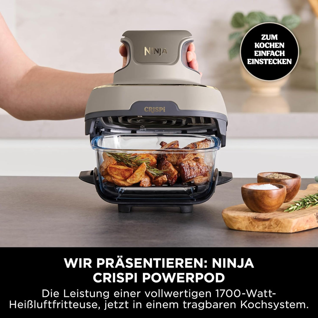Ninja CRISPi tragbare Air fryer Heissluftfritteuse, 3,8 l, 4-in-1: Heissluftfrittieren, Braten, Warm