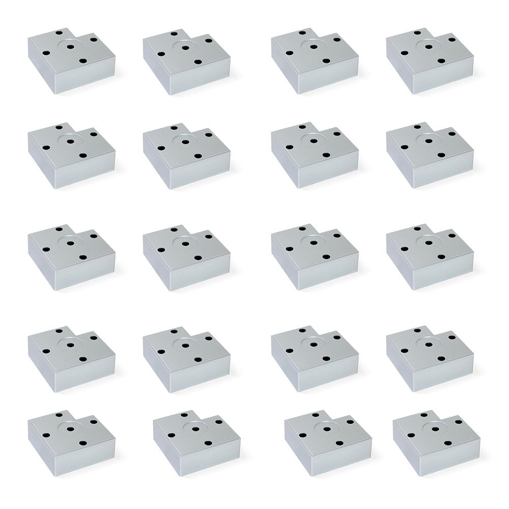 Emuca 2039125 Set aus 20 Füssen für Möbel/Schrank/Bett aus Aluminiumfarbenem Kunststoff, 30 mm H 30