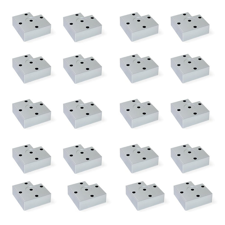 Emuca 2039125 Set aus 20 Füssen für Möbel/Schrank/Bett aus Aluminiumfarbenem Kunststoff, 30 mm H 30