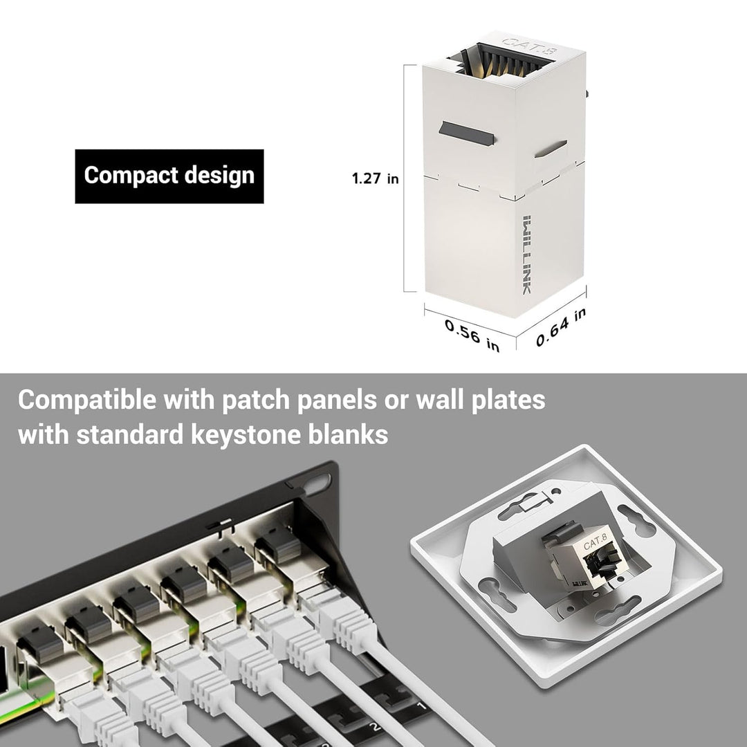 iwillink Cat8 RJ45 Koppler 40Gbps - STP geschirmter Ethernet-Kuppler Buchse zu Buchse mit Keystone B