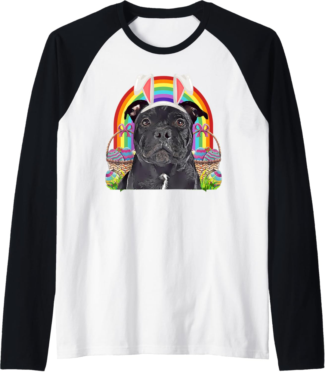 Staffordshire Bullterrier Hund Osterhase Eiersuche Raglan