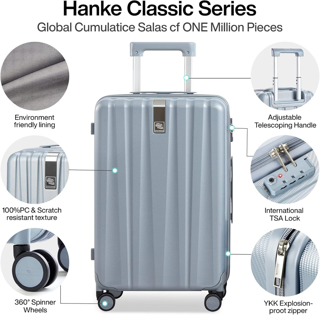 Hanke Handgepäck-Koffer, unter dem Sitz, mit Rollen, 35,6 cm, 40,6 cm, 50,8 cm, 61 cm, 73,7 cm, Spin
