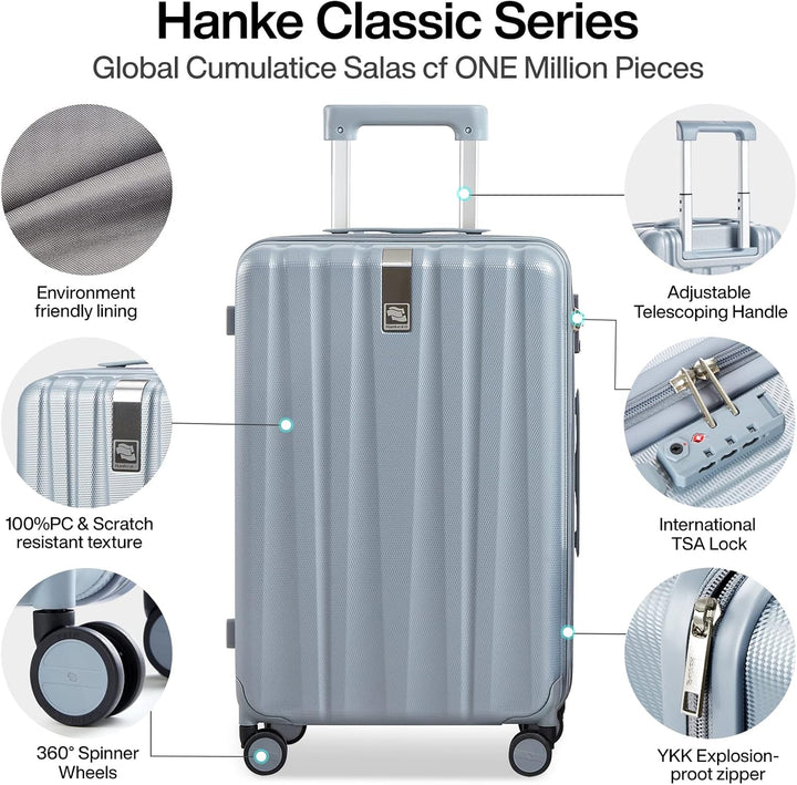 Hanke Handgepäck-Koffer, unter dem Sitz, mit Rollen, 35,6 cm, 40,6 cm, 50,8 cm, 61 cm, 73,7 cm, Spin