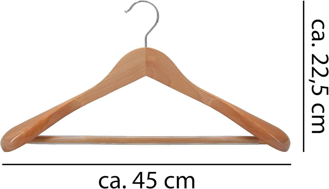 5 x Kleiderbügel Holz VonBueren | 45 x 22,5 cm breit je Bügel/Holzbügel | stabile Holzkleiderbügel |