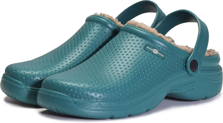Damen Herren Lined Clogs Winter Hausschuhe Gefüttert Pantoletten Gartenschuhe Wärme Pantoffeln Wasse