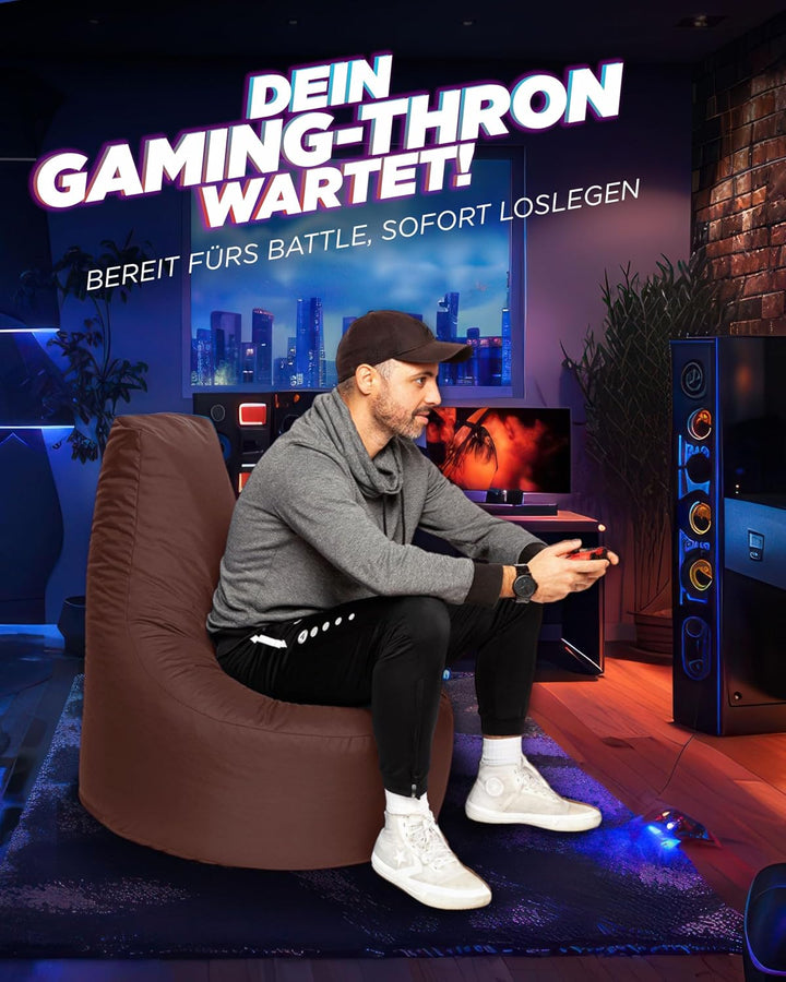 PATCH HOME Gamer Sessel mit Reissverschluss Lounge Kissen Sitzsack Sitzkissen Bean Bag In & Outdoor