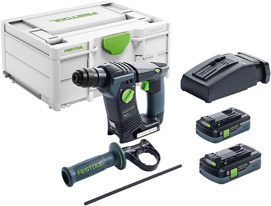 Festool Akku-Bohrhammer BHC 18 HPC 4,0 I-Plus (mit Akkupacks, Schnellladegerät, Zusatzhandgriff, Tie