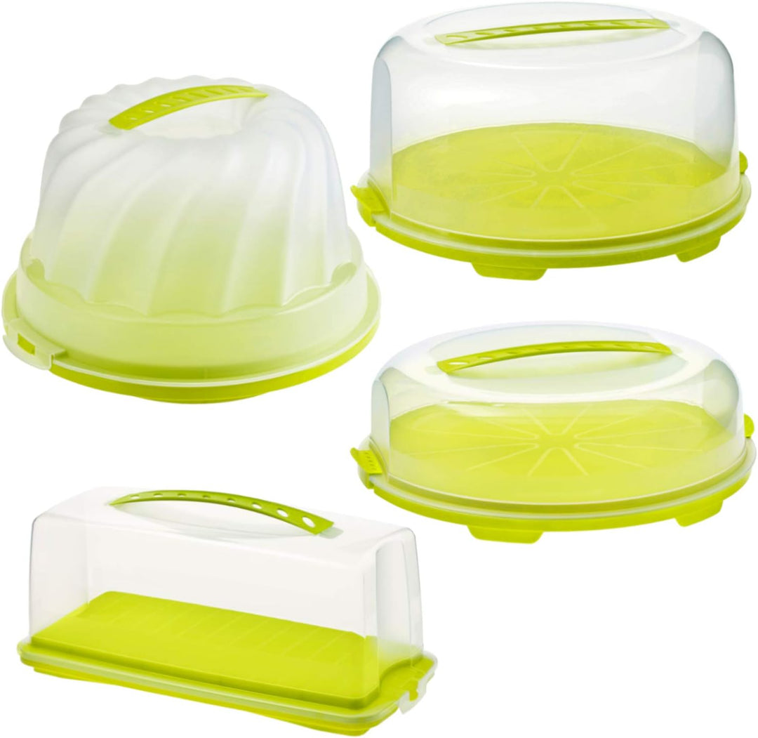 Rotho Fresh hoher Tortendeckel mit Haube und Tragegriff, Kunststoff (PP) BPA-frei, grün/transparent,