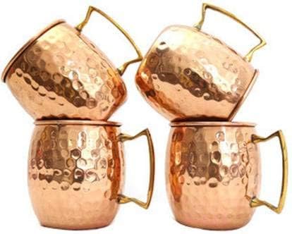 Moscow Mule Kupferbeschichtete Tassen mit Messing-Griffen, klassisches Trinkbecher-Set für Zuhause,