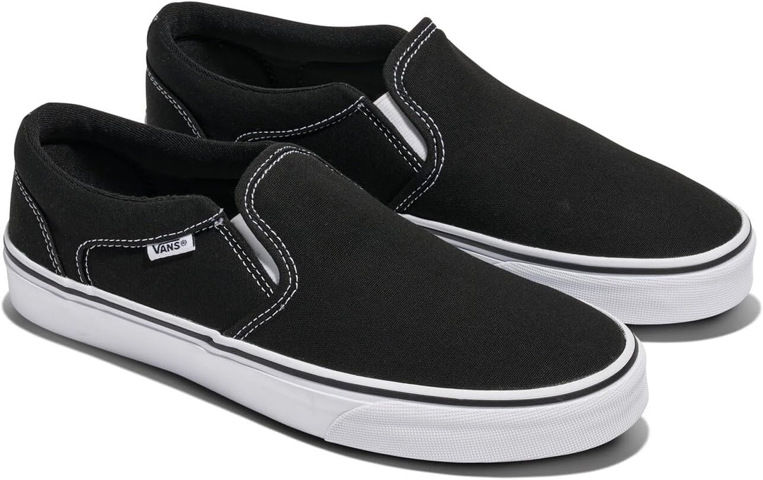 Vans Herren Asher Sneaker 38.5 EU Canvas Black White, 38.5 EU Canvas Black White
