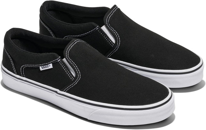 Vans Herren Asher Sneaker 38.5 EU Canvas Black White, 38.5 EU Canvas Black White