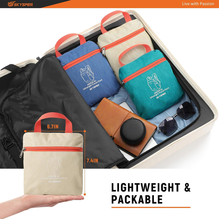 SKYSPER Faltbarer Rucksack 10L Klein Ultraleicht Tagesrucksäcke Wanderrucksack Reisenrucksack Trekki