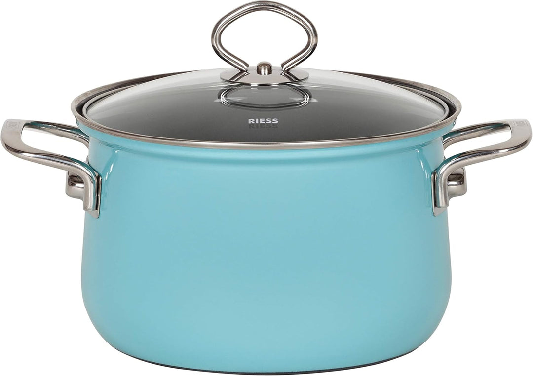 Riess, 0519-037, Starterset 4-TLG. NOUVELLE KRISTALLBLAU, bestehend aus 2 x Fleischtopf mit Glasdeck
