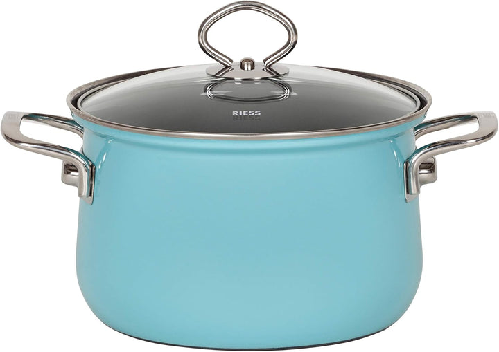 Riess, 0520-037, Starter-Set, Kochtopf-Set, NOUVELLE KRISTALLBLAU, 3-teilig, Fleischtopf 20 cm, Kass